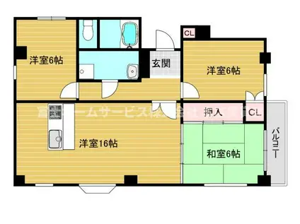 キングスアヴェニュー山之内(3LDK/3階)の間取り写真