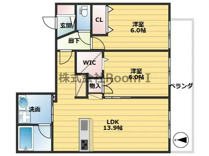 HEBELMAISONベルパージュ(2LDK/2階)の間取り写真