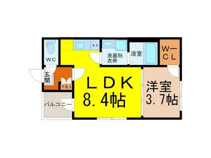 ハーモニーテラス岩塚町(1LDK/1階)の間取り写真