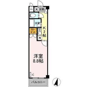 タイムD2(1K/3階)の間取り写真