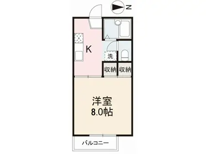 ハイツブルーボーネット(1K/2階)の間取り写真