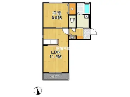 シャーメゾン大牟田(1LDK/1階)の間取り写真