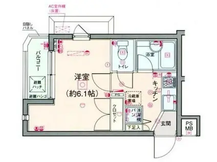 パレホームズ大岡山(1K/3階)の間取り写真