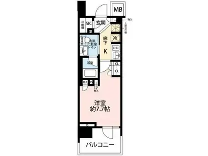 プラウド文京千石スクエア(1K/2階)の間取り写真