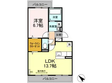 シャトレー東雲(1LDK/3階)の間取り写真