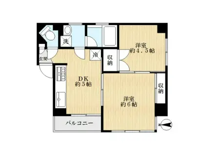 カーコ&プリン(2DK/2階)の間取り写真