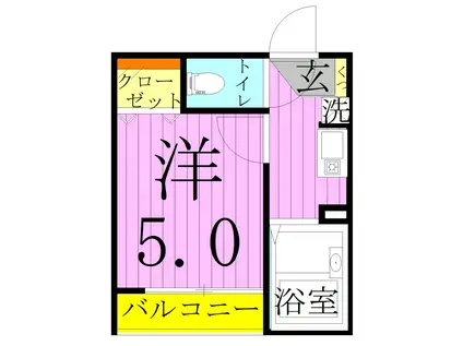 メルディア竹ノ塚2丁目2(1K/1階)の間取り写真