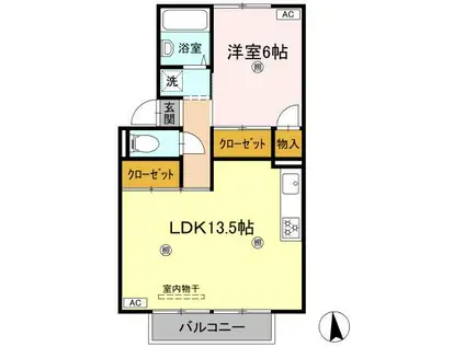 コーポ・シャルン(1LDK/2階)の間取り写真