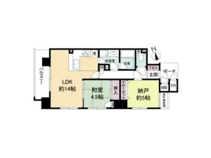 アーデン上本町(1SLDK/6階)の間取り写真