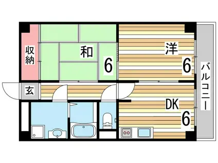 グランドール西岡本(2DK/3階)の間取り写真