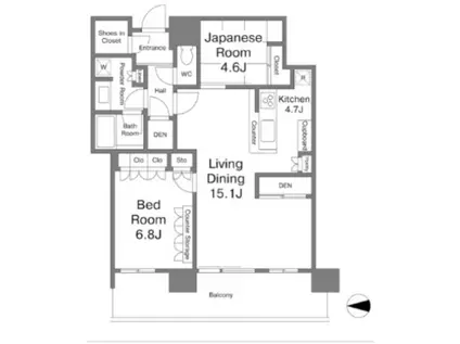 パークシティ武蔵小杉ミッドスカイタワー(2LDK/43階)の間取り写真