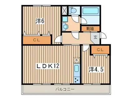 ＪＲ南武線 中野島駅 徒歩14分 5階建 築48年(2LDK/1階)の間取り写真