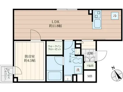 クリオ ラモード新江古田サウンドテラス(1LDK/3階)の間取り写真