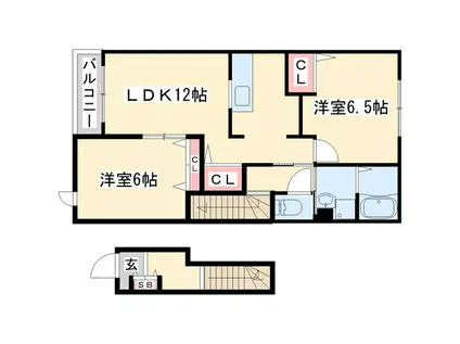 ソフィアヒルズ(2LDK/2階)の間取り写真