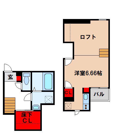 CB鳥栖ヴィレッタ(1K/2階)の間取り写真