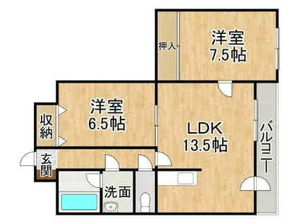 大通11丁目ビル(2LDK/6階)の間取り写真