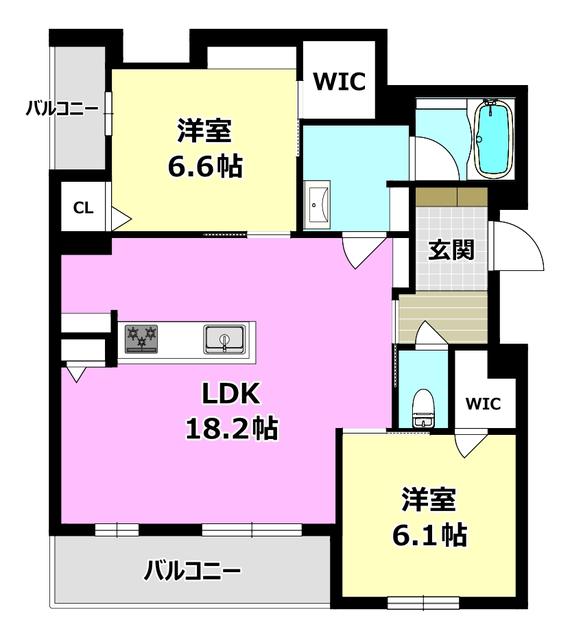 フォレナ山田東(2LDK/3階)の間取り写真