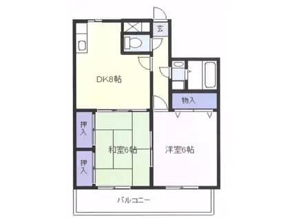 BLUELEAF(2DK/2階)の間取り写真