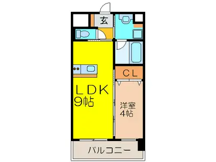 MIWA TERRACE別院(1LDK/6階)の間取り写真
