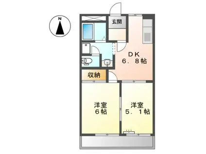 エポックハウス西桜木(2DK/2階)の間取り写真