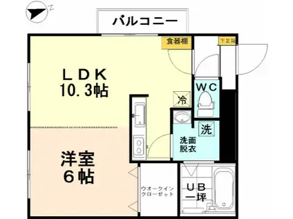 ラフィネ今木(ワンルーム/4階)の間取り写真