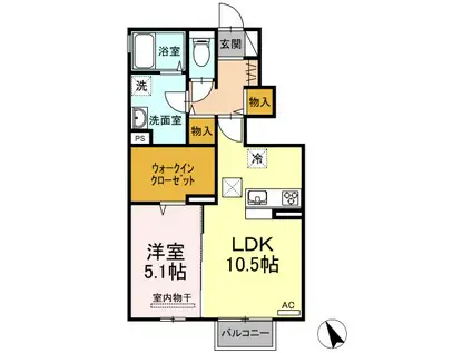 サンポート(1LDK/1階)の間取り写真