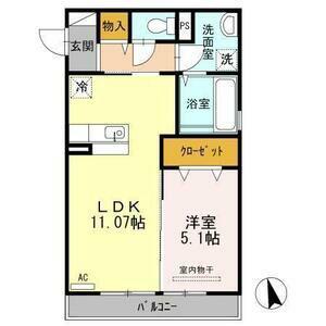 エトワール上杉(1LDK/1階)の間取り写真