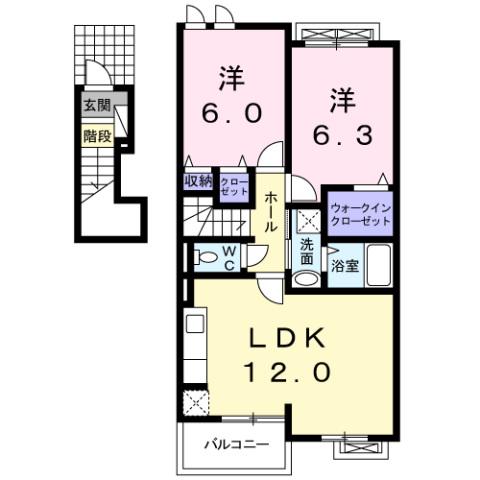 ラベリー・サイル II(2LDK/2階)の間取り写真