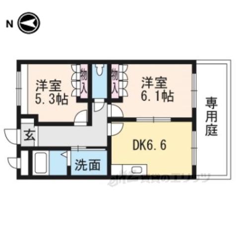 ヴィラルーエン(2DK/1階)の間取り写真