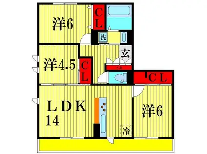 アーブルヴィラ(3LDK/2階)の間取り写真