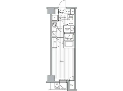 プレミアムキューブ都立大学MO(1K/5階)の間取り写真
