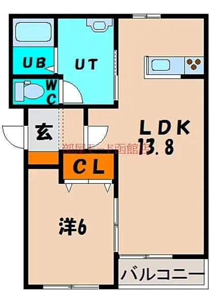 セゾンクレールIII(1LDK/4階)の間取り写真