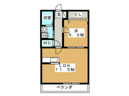 カルテット碑文谷(1LDK/1階)の間取り写真