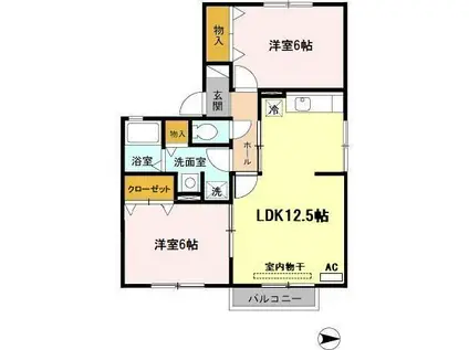 コーポビューラーII101(2LDK/1階)の間取り写真