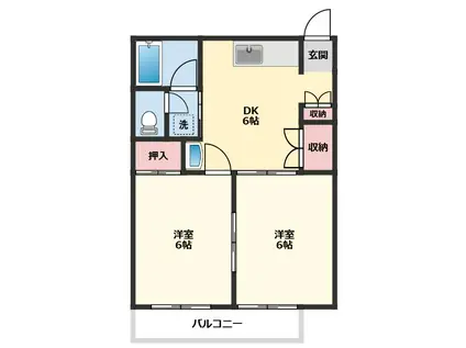 アーバンハウス・K(2DK/2階)の間取り写真