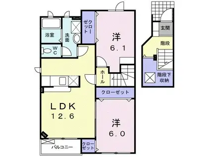 ヒースコート(2LDK/2階)の間取り写真