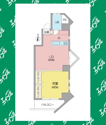 リバーサイドJ1(1LDK/5階)の間取り写真