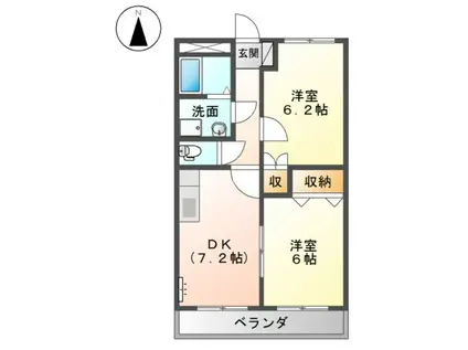 リーヴァオルト(2DK/2階)の間取り写真
