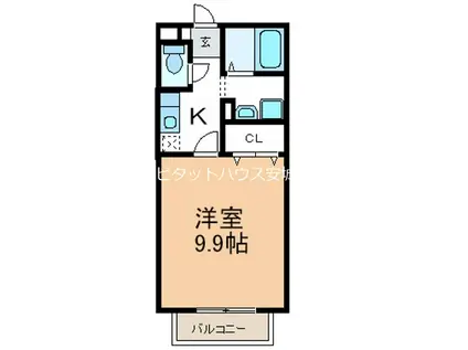 ラフィネシャンブル(1K/2階)の間取り写真