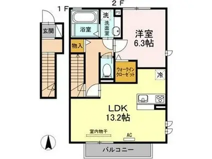 シャ・ノワール(1LDK/2階)の間取り写真