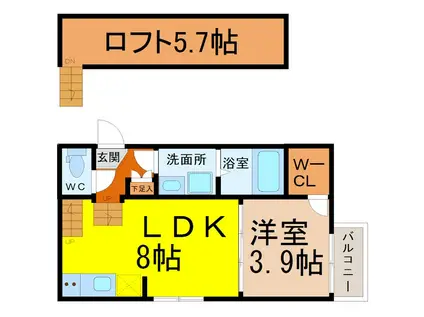 TRUST(1SLDK/1階)の間取り写真