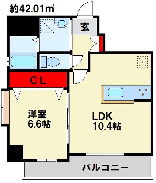 TGボナール浅川台 B棟(1LDK/8階)の間取り写真