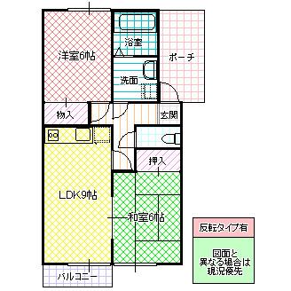 シャトレ・モリヤマD(2DK/1階)の間取り写真