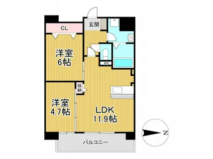 ウィリングネクスト(2LDK/7階)の間取り写真
