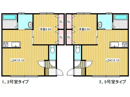 イリスI E(1LDK/1階)の間取り写真