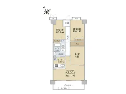 グレーシィ栗東ビステージ(3LDK/13階)の間取り写真