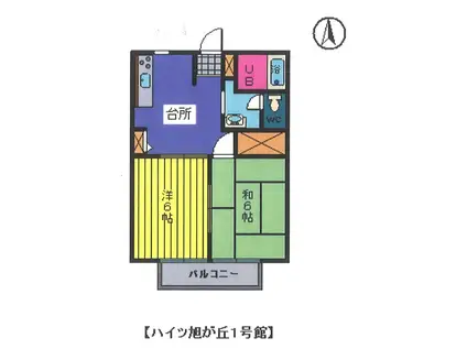 ハイツ旭が丘 I号館(2DK/1階)の間取り写真