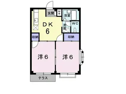 エルディム・福島B(2DK/1階)の間取り写真