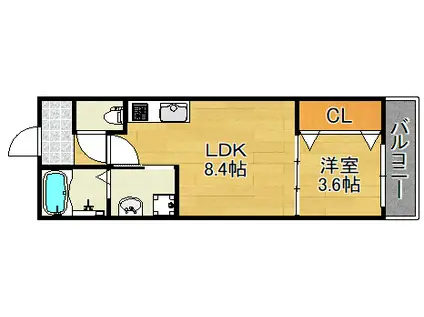 AVENIR住之江(1LDK/3階)の間取り写真