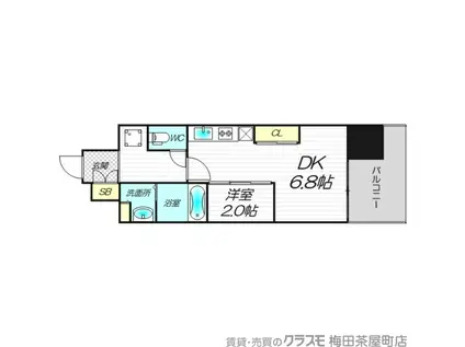 コンフォリア・リヴ南森町Q(1DK/5階)の間取り写真